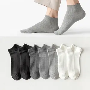 New Sport White Work socks Breathable Soft Business Ribbed Ankle Socks For Men Summer