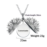 Collier pendentif en acier inoxydable motif tournesol avec chaîne en bambou, forme de fleur, unisexe, cadeau de vacances, bijoux