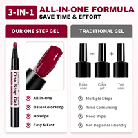 Stylo à vernis à ongles en gel UV One Step, 48 couleurs, 3-en-1, pas besoin de base coat, séchage rapide, marqueur LED pour nail art à domicile ou en salon