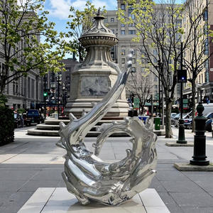 अनुकूलित रंग आकार के लोगो के साथ सजावटी उपयोग के लिए बाहरी पॉलिश स्टेनलेस स्टील लहर मूर्तिकला (चीन में बनाया गया) - Product Image 4