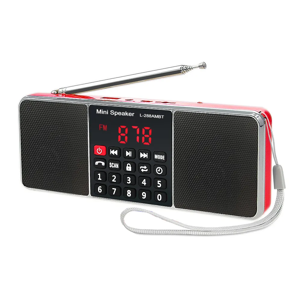 LCJ-L-288AMBT portátil para exteriores, radio FM AM multifuncional de doble canal estéreo con sonido de graves digital MP3