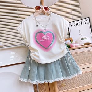 Conjunto de nuevo estilo de verano para niñas, conjunto de Falda vaquera de encaje corto con purpurina a la <span class=keywords><strong>moda</strong></span>, ropa de bebé - Product Image 3