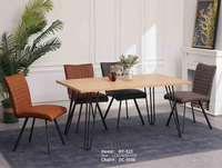 Table à manger rectangulaire moderne en MDF avec pieds en métal, meubles confortables pour la maison, salle à manger, panneau en bois, 4 places, Fujia DT-523