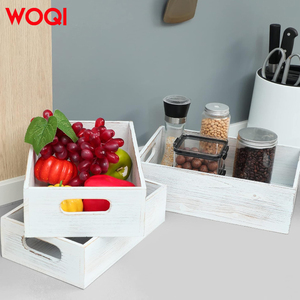 Woqi gỗ mộc mạc làm tổ Crate <span class=keywords><strong>Set</strong></span> 3 Stackable lưu trữ trang trại hộp container giỏ gỗ thủ công mỹ nghệ tường dấu hiệu Hộp gỗ trang trí nội thất - Product Image 5