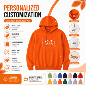 Sudadera con Capucha Personalizada con Logotipo, 280 GSM, Algodón Peinado, Unisex, Talla Grande, para Hombre y Mujer, Sudadera con Capucha Lisa, Venta al Por Mayor, OEM - Product Image 5