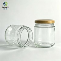 Pot en verre vide de 250 ml à paroi droite et faible hauteur, avec couvercle à vis, récipient alimentaire pour conserves maison, achat en gros