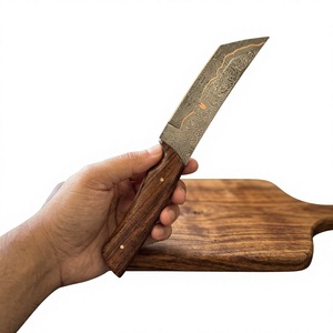 Couteau à lame fixe en acier Damas cuivré, manche en bois, personnalisable, pour la chasse, le camping et la survie, pointe tombante - Product Image 3