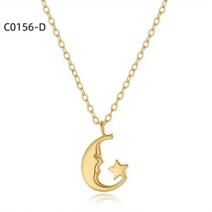 Collar con Colgante de Luna y Estrella Amy Amy, Chapado en Plata, Acero Inoxidable, Joyería de Moda para Mujer, Regalo, Uso Diario - Product Image 2