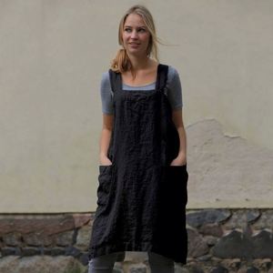Women's Cotton Linen Apron Long <b>Wrap</b> Home Wear Loose Long Dress Comfortable Household Cleaning and Cooking Apron for Women - Product Image 1
