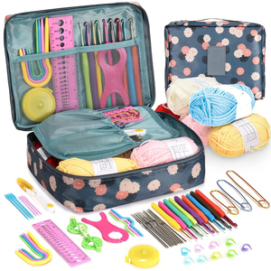 Kit de crochet pour débutants, ensemble d'outils de tricot DIY, sac de crochet portable pour les voyages, ensemble de matériel, kit de crochet pour débutants adultes - Product Image 1