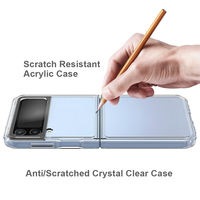 Casing bening Z Flip 4 5 6, pelindung HP TPU + akrilik untuk Samsung Galaxy Z Flip 4 5 6 7 Anti kuning