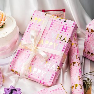 Yarcony Birthday Wrapping Paper Pink Gold Foil 23.4 Sq Ft Roll Gift Craft Use Recyclable - Product Image 5
