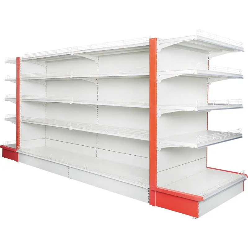 Modern Steel White Metal Mercearia Prateleiras Gondola Shelving Unidade Para Supermercado Exibição