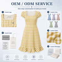 Robe d'été mi-longue décontractée pour femmes vintage et élégante, respirante, taille empire, col carré, manches courtes, détails à volants