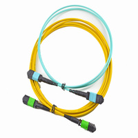 Kabel Patch Cord Fiber Optik MPO MTP OM3 OM4 8 12 24 Core SM MM untuk Pusat Data dan Jaringan 5G