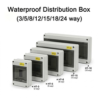 Boîtier de distribution extérieur étanche IP65 DB-15 à 15 voies, boîtier de disjoncteur MCB, rail DIN, couvercle transparent en ABS