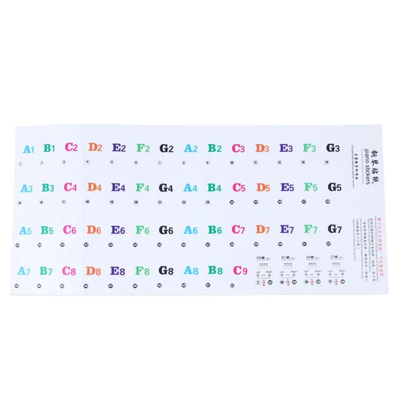54/61/88 keys Piano Keyboard Note Stickers Learn music phonetic transcription Colored Character Piano Sticker