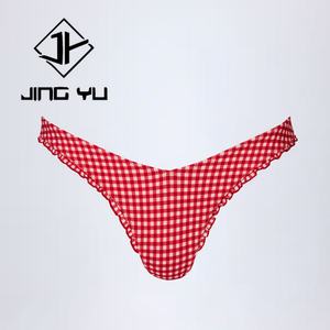 Traje de Baño Profesional de Moda, Traje de Baño de Tela Suave de Fibra de Bambú, Bikini Personalizado con Volantes a Cuadros de Nailon Reciclado - Product Image 5