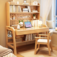 Ensemble de bureau d'ordinateur en bois simple et durable avec trous, pour chambre d'enfant, combinaison bibliothèque et chaise