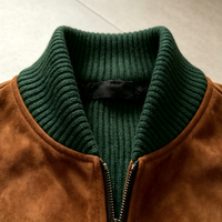 Blouson Bomber Homme Léger Marron en Faux Daim Style Vintage Tendance Urbaine Hiver Décontracté Veste d'extérieur en Daim