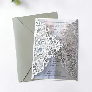 Glitter Geometric Floral Wedding Cards Bridal Shower Engagement Birthday Party Laser Card Invitations