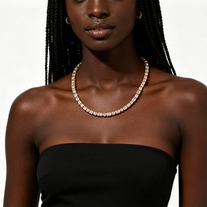 New European and American Style Zircon Inlaid Tennis <b>Chain</b> Hip Hop Fashion Unisex Clavicle Necklace - Product Image 6