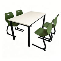 Ensemble table et chaises de salle à manger en plastique léger, écologique, durable, gain de place, 4 places, design minimaliste pour restaurant, école