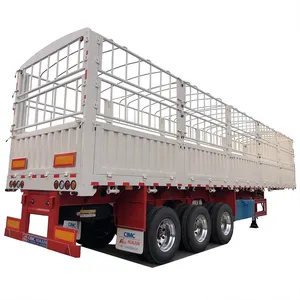 Fence Cargo Stake Semi-trailer 3 Axles Truck Trailer CIMC Steel Plate Camion Made in China