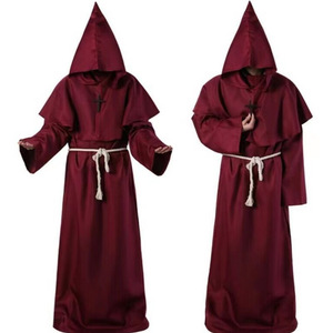 Disfraz <span class=keywords><strong>de</strong></span> Halloween Medieval para Cosplay <span class=keywords><strong>de</strong></span> Película/TV, Capa con Capucha, Túnica <span class=keywords><strong>de</strong></span> Monje, <span class=keywords><strong>Traje</strong></span> <span class=keywords><strong>de</strong></span> Fraile, Atuendo <span class=keywords><strong>de</strong></span> Mago, Vestimenta <span class=keywords><strong>de</strong></span> Sacerdote para Hombre - Product Image 4