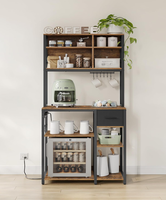 Étagère de cuisine moderne en bois de pin écologique 40x80x180,4cm, étagères de cuisson réglables, 12 crochets, 1 tiroir Linrun Meijia