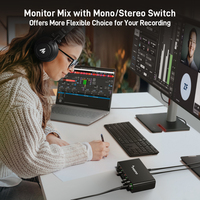 MAONO PS22 Interfaz de Audio programable Grabación Microfono Software de enrutamiento Monitor Auriculares para Podcasting Grabación Entrevista
