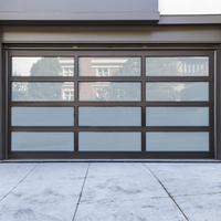 Porte de garage en aluminium et verre Porte de garage sectionnelle transparente Portes de garage sans cadre 16X8