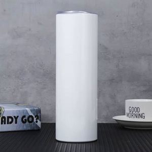 Gobelet droit en acier inoxydable pour sublimation, blanc vierge, 12oz 15oz 20oz 30oz, avec couvercle et paille - Product Image 3