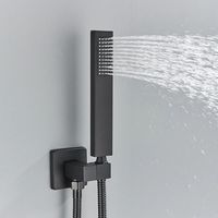 Robinet thermostatique 2 fonctions en laiton, système de douche mural, jets pluie et cascade, design moderne, garantie 5 ans