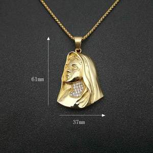 Hip Hop Christian Catholic Lady Mary Waterproof Tarnish Free Stainless Steel <b>Fashion</b> Jewelry Pendants <b>Necklaces</b> for Male Man Men - Product Image 6