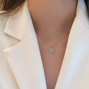 Collier de perles d'amour en pierre précieuse bleu océan Paraiba, chaîne de clavicule rétro en diamant à haute teneur en carbone, pendentifs fins, charmes de luxe - Product Image 4