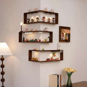 Étagère d'angle <span class=keywords><strong>murale</strong></span> en bois massif pour figurines, présentoir multi-niveaux pour la maison - Product Image 2