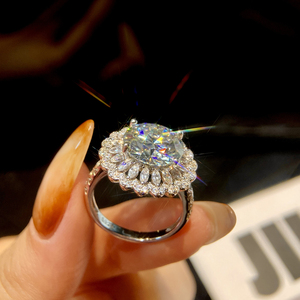 แหวนเพชรโมอิสซาไนต์สีแดงกุหลาบขนาดใหญ่ 5 กะรัต GRA สำหรับผู้หญิง เงินแท้ 925 รูปดอกไม้ แหวนหมั้น เครื่องประดับชั้นดี - Product Image 5