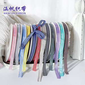 한판 재활용 체크 무늬 리본 엠보싱 디자인 DIY 리본 케이크 꽃 장식 블랙 화이트 컬러풀 - Product Image 4
