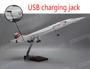 Vente chaude 50CM 1:125 Résine Concorde Modèle <span class=keywords><strong>D</strong></span>'<span class=keywords><strong>avion</strong></span> Britannique avec Lumières LED Jouet Personnalisable pour Collection De Cadeaux De Vacances - Product Image 6