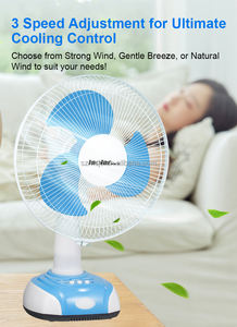 Ventilador de escritorio recargable de 12 pulgadas Ventilador de mesa de emergencia solar Batería incorporada - Product Image 5