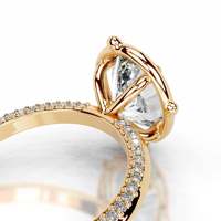 Bague en moissanite ovale 2 carats, couleur D, pureté VVS1, sertie à griffes, en argent S925 plaqué or 18 carats, bijou minimaliste de haute joaillerie