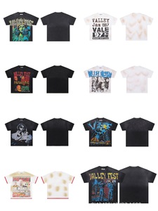 Camiseta de Manga Corta Holgada 100% Algodón Estilo Hip Hop Europeo Americano para Hombre Vale Sports Valley Dreams con Estampado Desgastado - Product Image 5