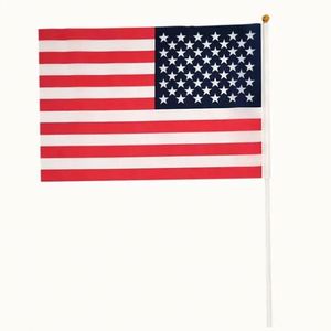 Polyester CMYK Color Silk <b>Screen</b> Printed World American Hand Waving Flag for Sports Events with Plastic Pole and Custom Shape - Product Image 5