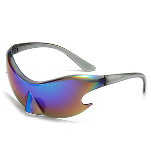 แว่นกันแดดทรงสปอร์ตแบบชิ้นเดียว สีสันสดใส สไตล์ Y2K - Product Image 4