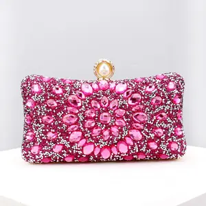 High quality luxury party gold silver elegant rhinestones crystal hand bling ladies purse clutch bag evening bags for women