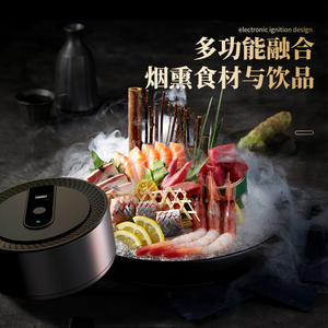 Kit de fumeur de whisky électrique rechargeable briquet intégré (torche sans <span class=keywords><strong>butane</strong></span>) avec 6 copeaux de bois de saveur + moule à glaçons dans une boîte en bois - Product Image 3