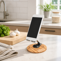 Support de téléphone portable en bois massif à rotation 360°, très vendu °   Support de bureau rotatif et pliable pour regarder des séries et des émissions en direct