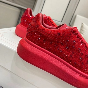 Zapatillas Deportivas de Plataforma con Pedrería Roja Premium 2026, Zapatos Casuales con Cordones y Adornos de Cristal Brillante - Product Image 4