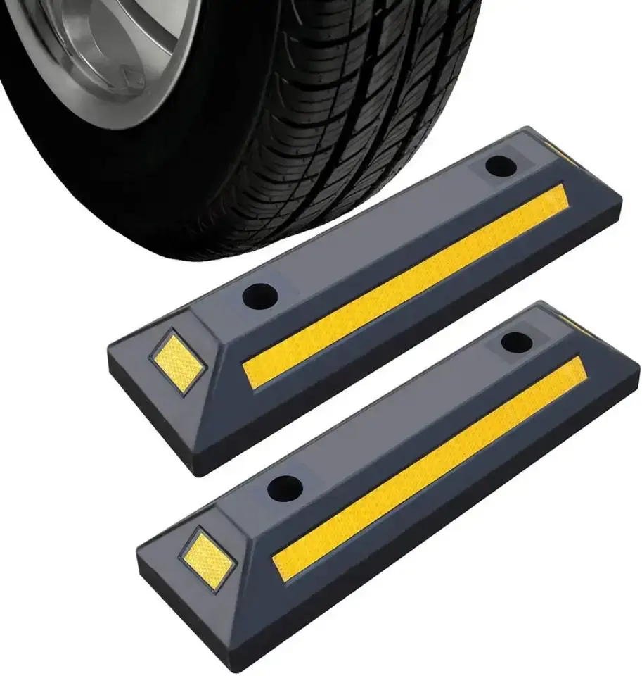 Rubber Parking Guide Blocks Heavy Duty Wheel Stop Stoppers for Car Garage Parks Professional Grade Parking Rubber Curb
